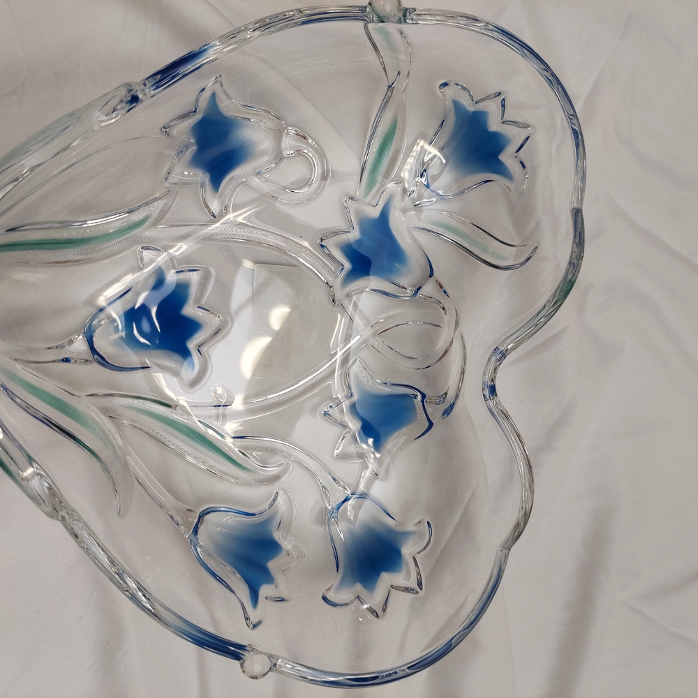 Mikasa Blue Floral Glass Art
